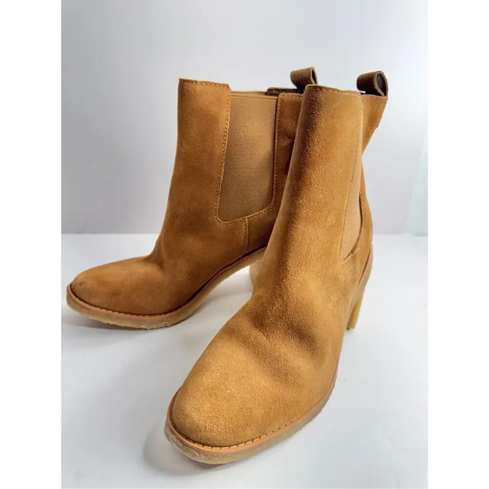 Lauren Ralph Lauren Boots Size 5.5 Women Brown Suede‎ Water Resistant Chelsea